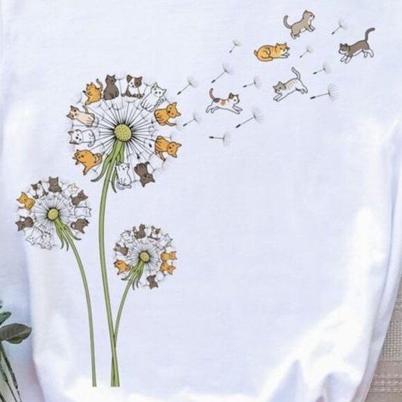 Fly Dandelion Cats T-Shirt, Dandelion And Cats Shirt - Picture 2 of 4